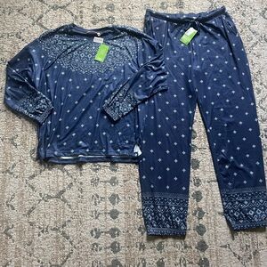 BNWT La Vie En Rose 2 Piece Pajama Set Navy Size Large Lingerie Sleepwear Comfy